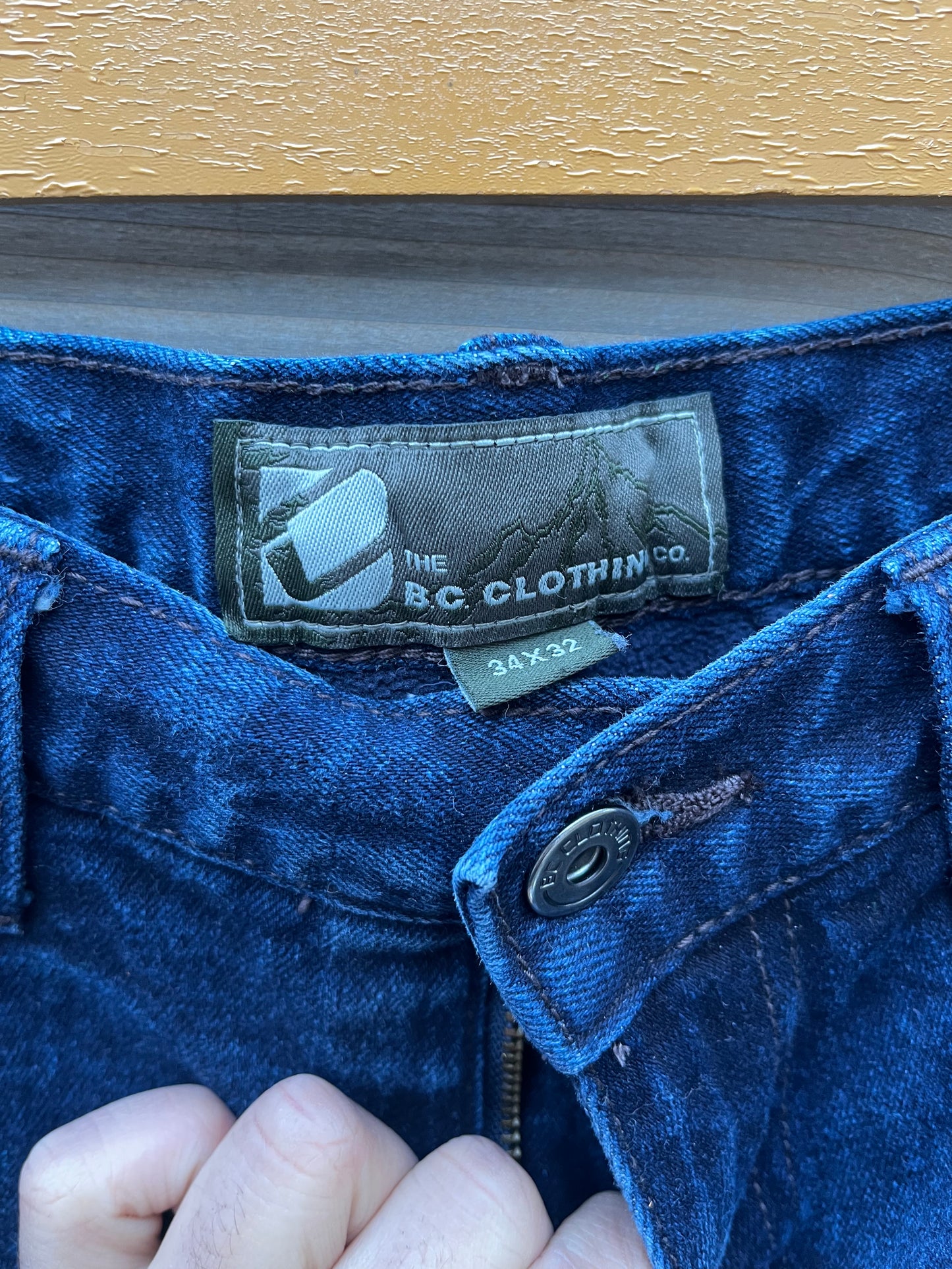 VINTAGE B.C. CLOTHING BLUE DENIM JEANS SIZE 34 X 32 FLANNEL LINED