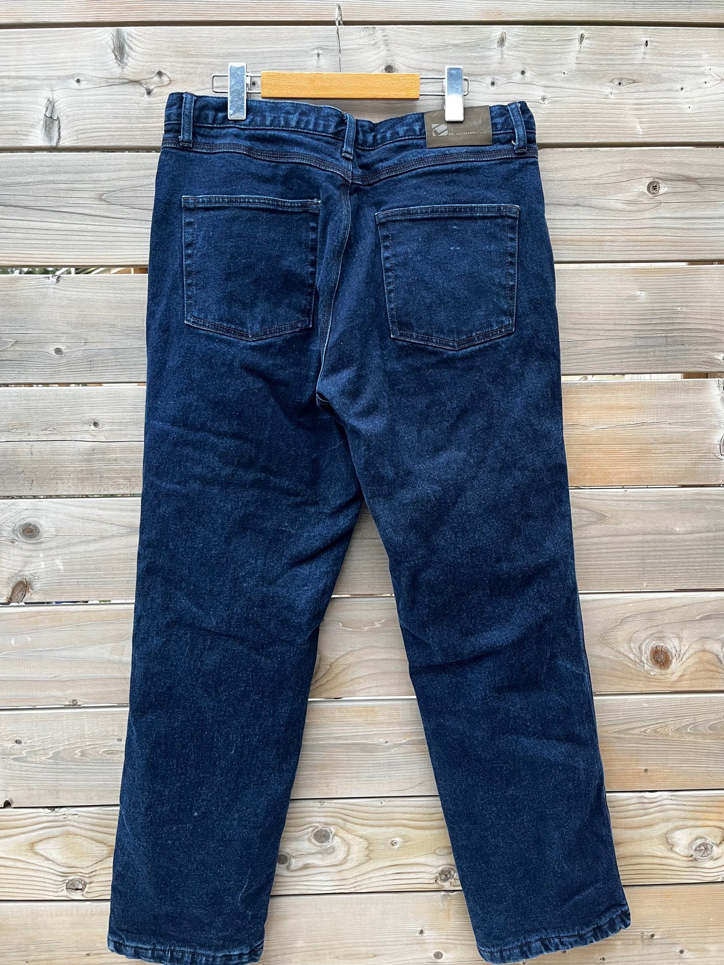 VINTAGE B.C. CLOTHING BLUE DENIM JEANS SIZE 34 X 32 FLANNEL LINED