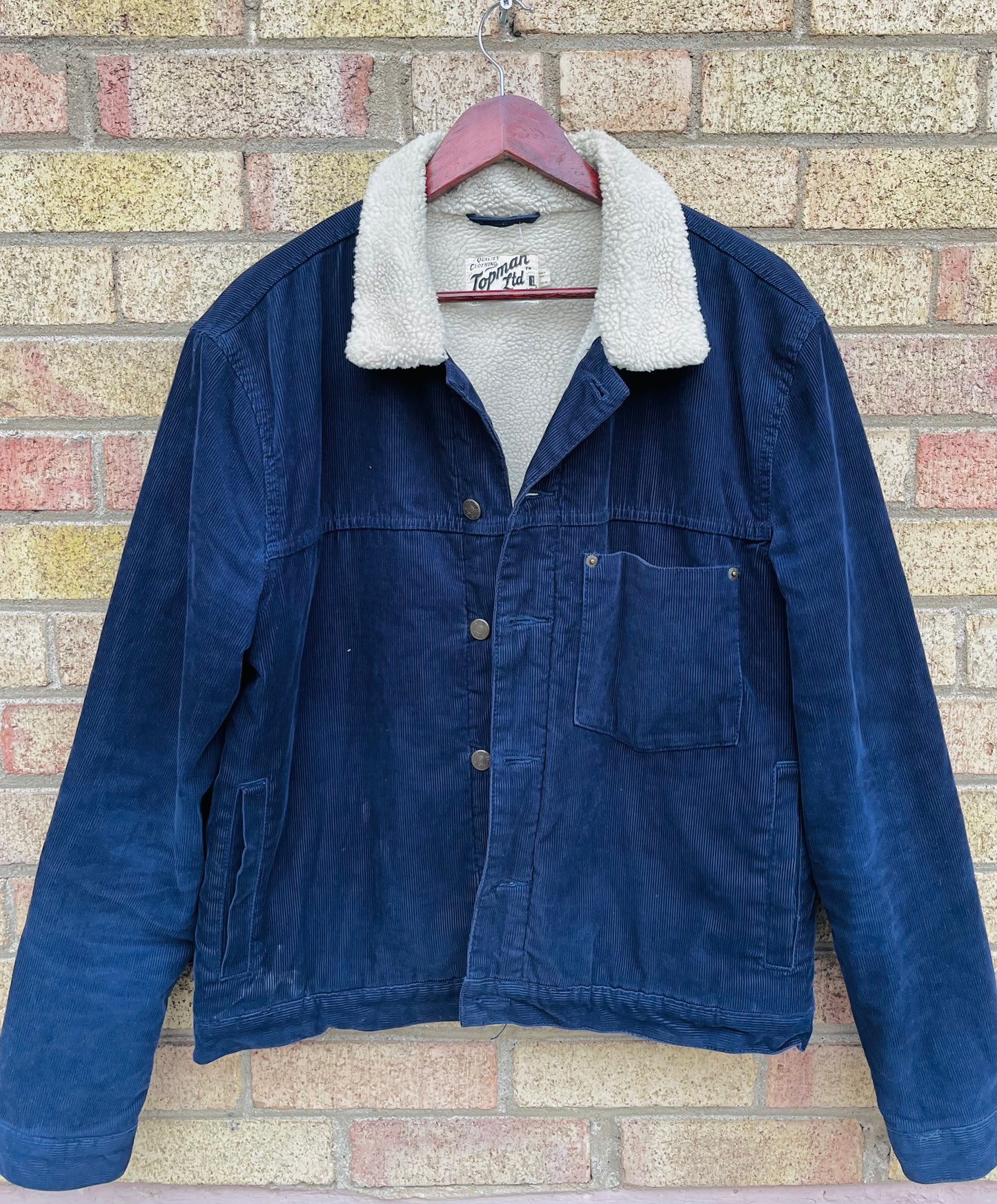 VINTAGE TOPMAN JACKET MENS MEDIUM BLUE DENIM TRUCKER LINED