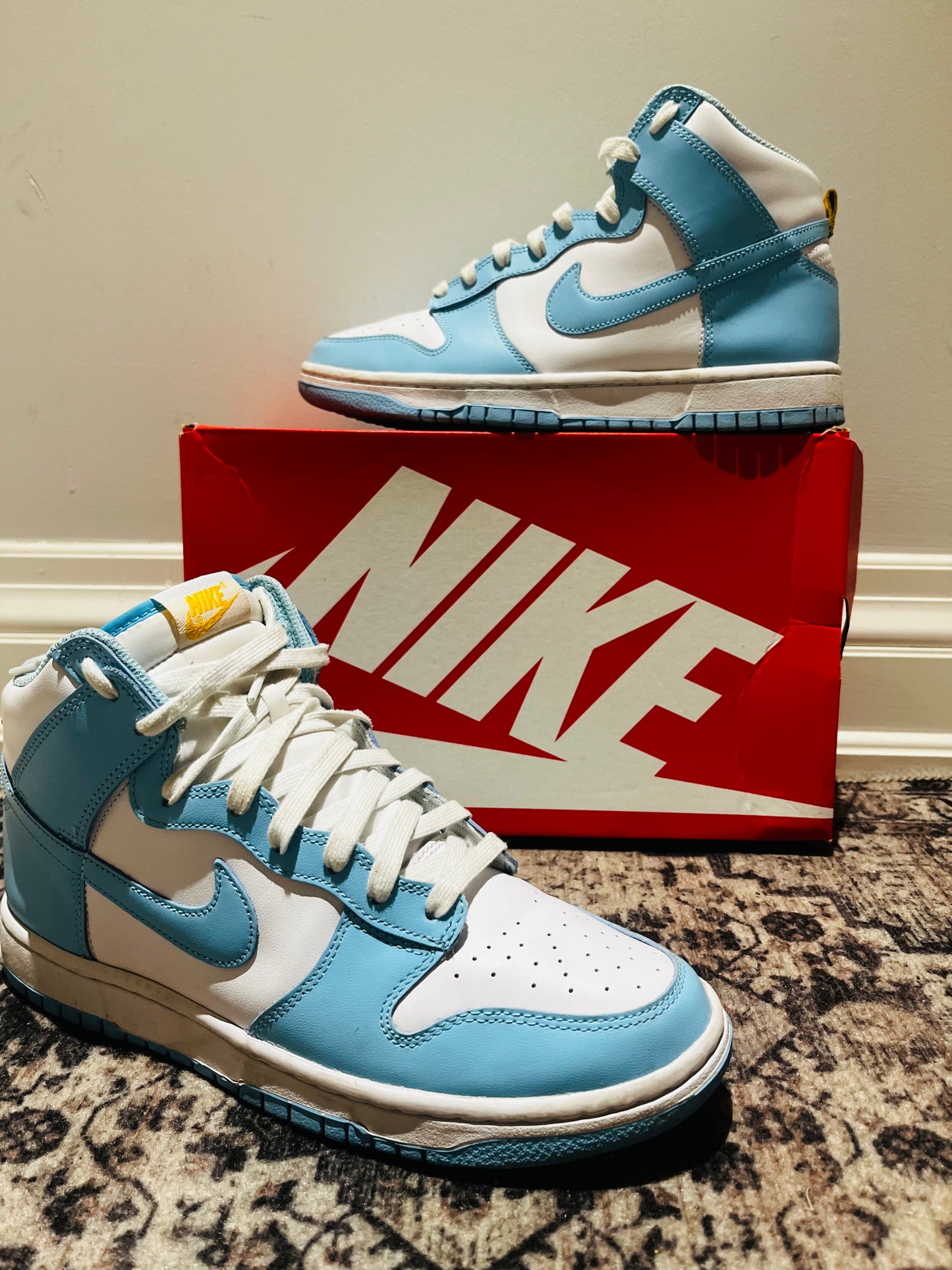 MENS BLUE NIKE DUNKS HIGH SIZE US 9