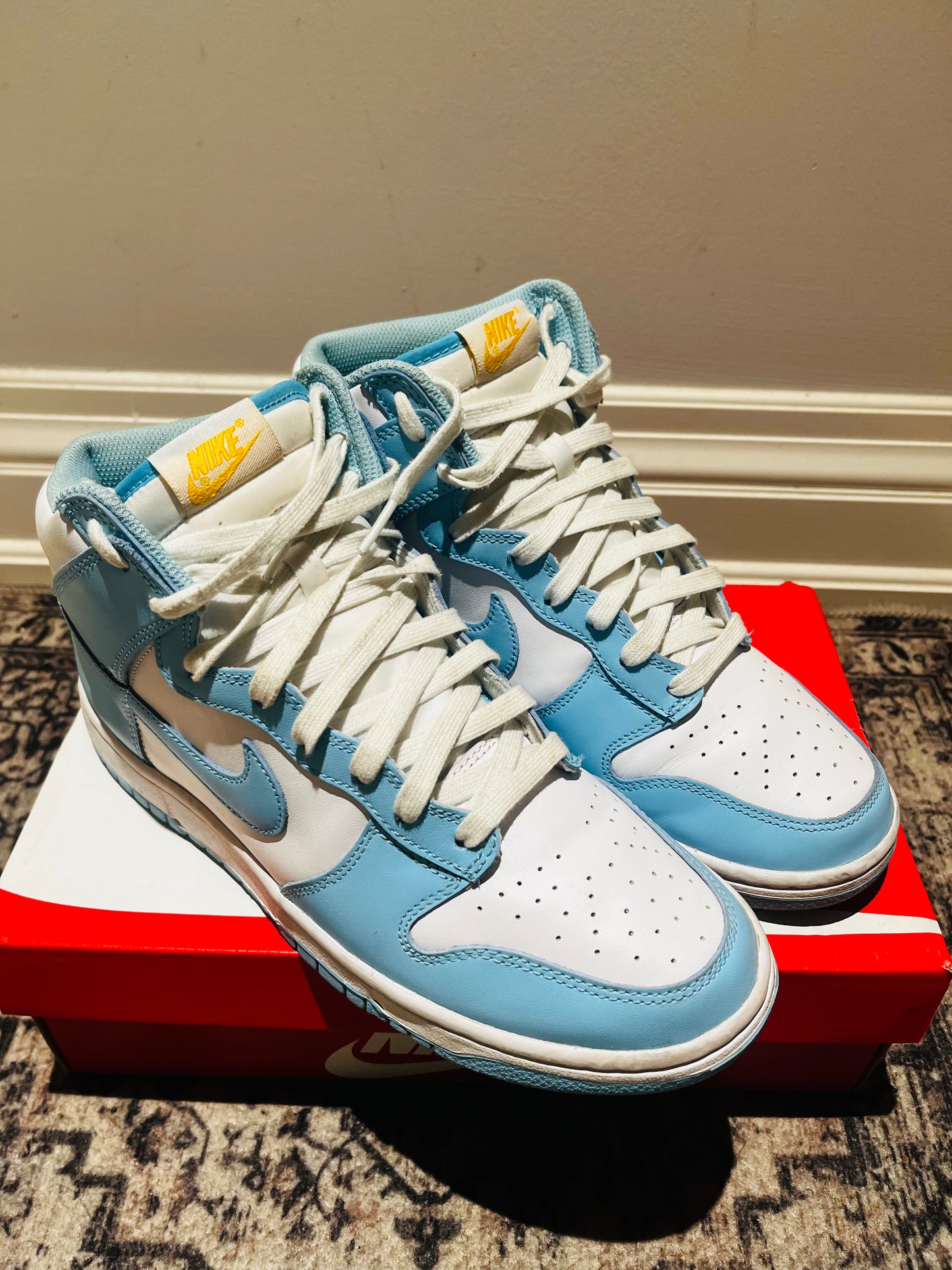 MENS BLUE NIKE DUNKS HIGH SIZE US 9