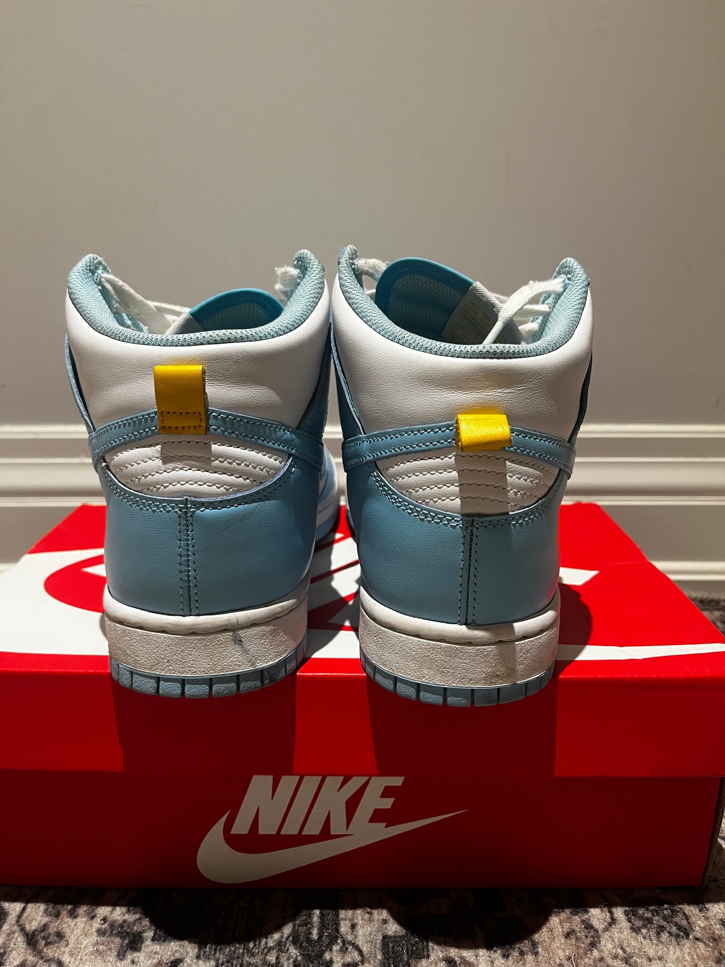 MENS BLUE NIKE DUNKS HIGH SIZE US 9
