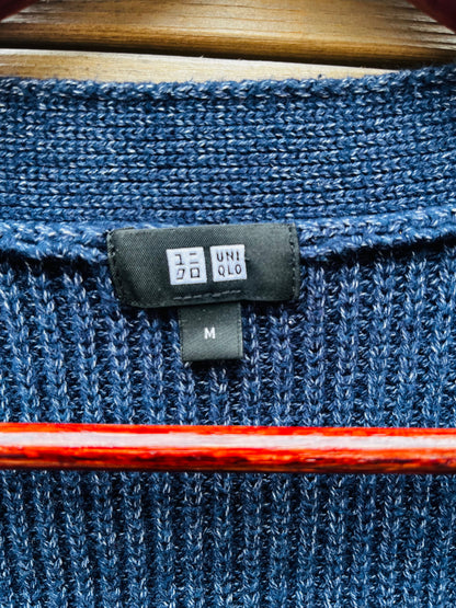 UNIQLO MENS SIZE MEDIUM BLUE KNIT CARDIGAN