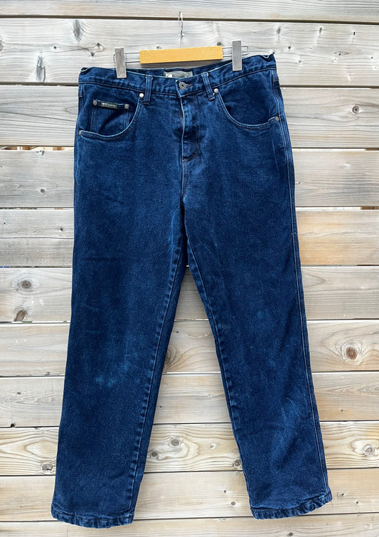 VINTAGE B.C. CLOTHING BLUE DENIM JEANS SIZE 34 X 32 FLANNEL LINED
