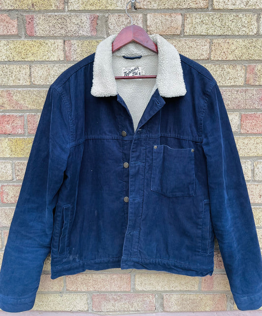 VINTAGE TOPMAN JACKET MENS MEDIUM BLUE DENIM TRUCKER LINED