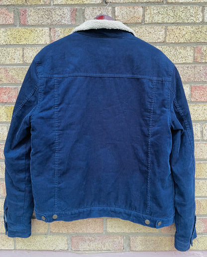 VINTAGE TOPMAN JACKET MENS MEDIUM BLUE DENIM TRUCKER LINED