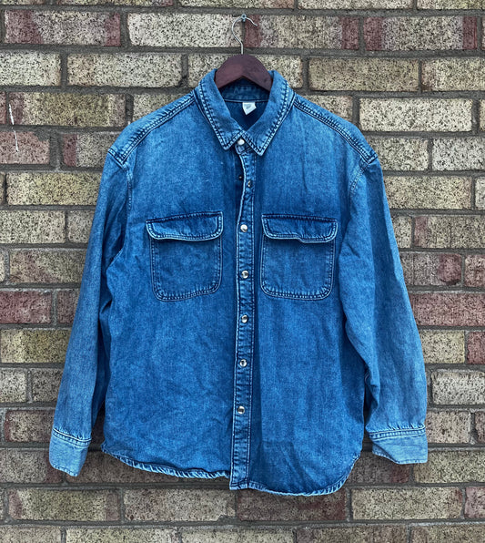 VINTAGE DENIM SHIRT BUTTON UP SIZE M