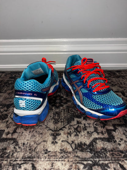 Asics Womens Gel Cumulus 15 Blue Aqua Running Athletic Shoes SIZE US 8½