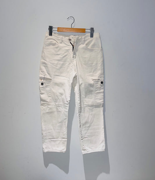 VINTAGE WOMENS WHITE CARGO PANTS W29 X L28